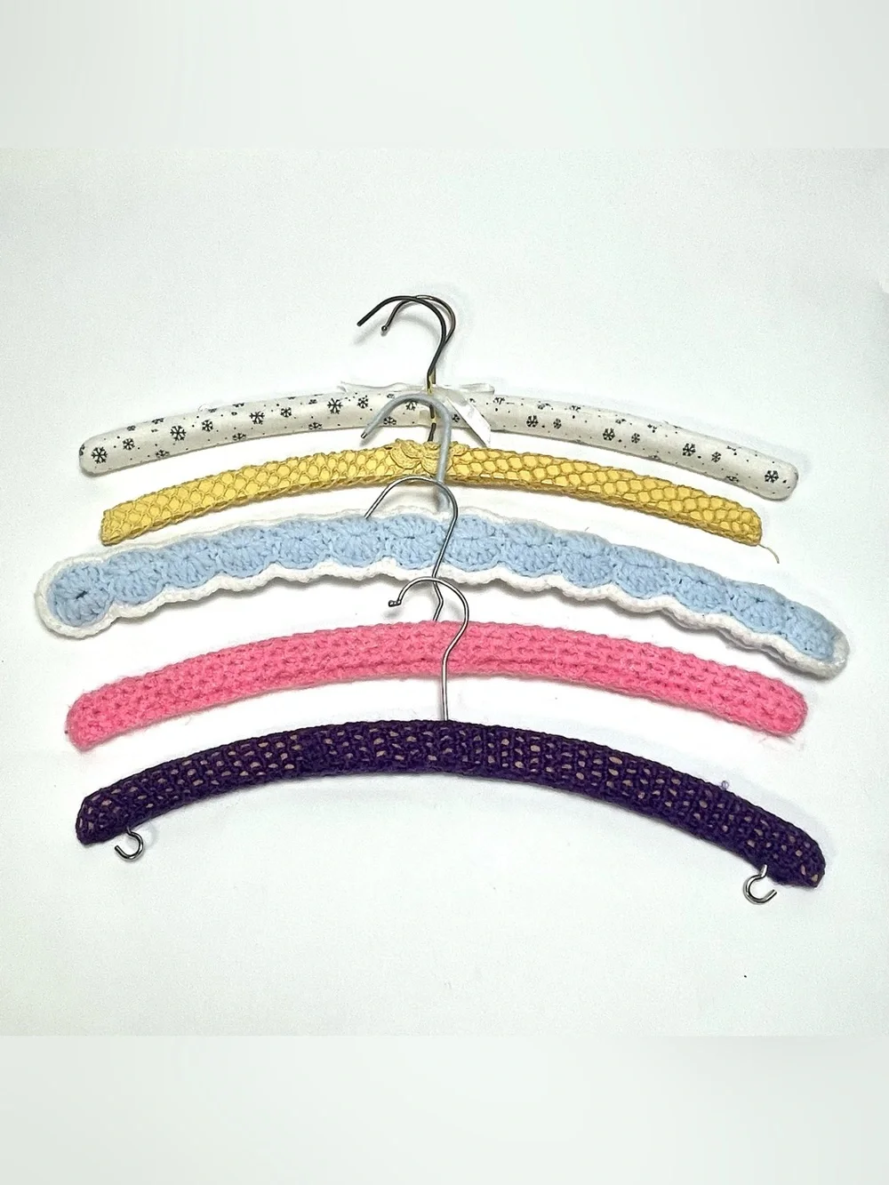 Assorted Kids Crochet Padded Hangers - Pink, Blue, Yellow & More